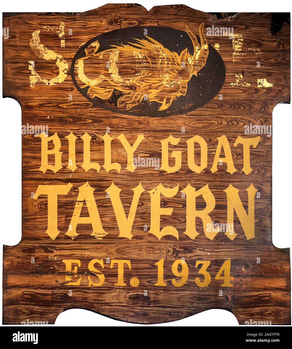 Billy Goat Taverne, Chicago. Zeichen außerhalb des ursprünglichen Billy Goat Taverne auf der Michigan Avenue, Chicago, Illinois, USA Stockfoto