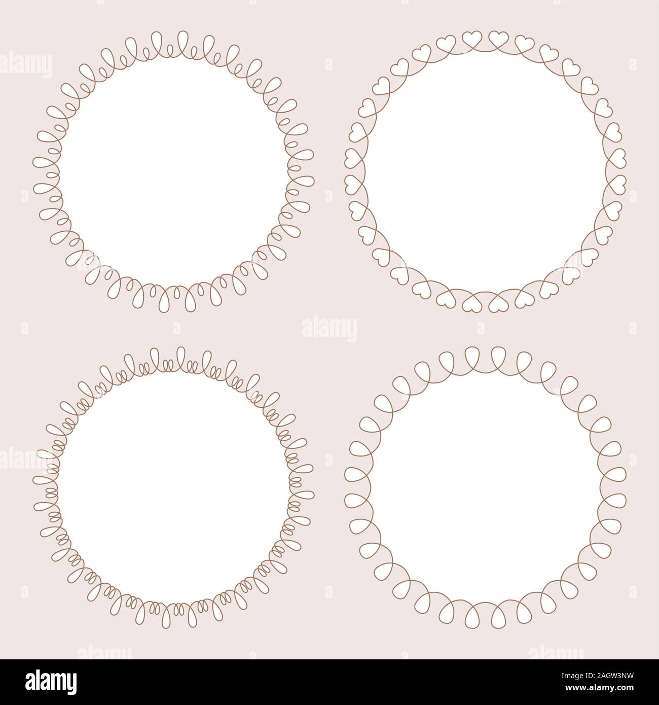 Satz von 4 sehr einfache runden Rahmen mit voll editierbar Strichbreite Stock Vektor