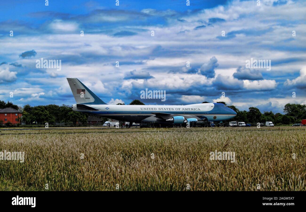 Eine riesige Boeing 747-Flugzeuge, eines der schönsten Flugzeuge der Welt mit 2 deck Flugzeugzelle. Diese spezielle Flugzeuge ist "Air Force One", die Ferr Stockfoto