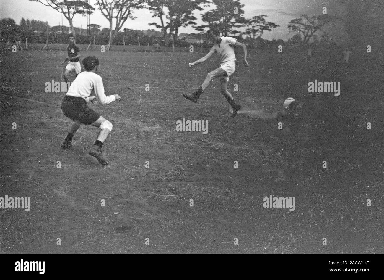 Fußball Match in Decapark in Batavia Indonesien März 14, 1948 Stockfoto