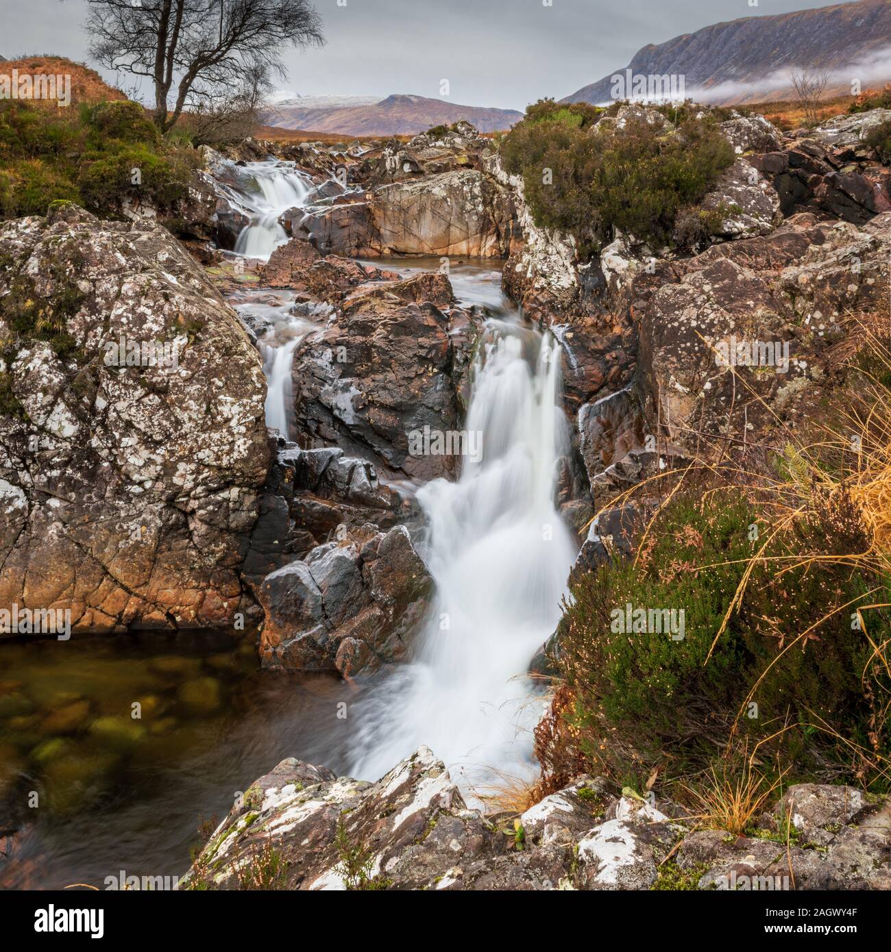 Etive Wasserfälle, Glencoe, Schottland Stockfoto