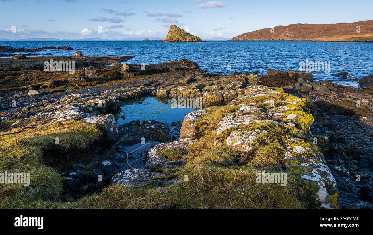 Felsige Landschaft, Duntulm, Isle of Skye Stockfoto