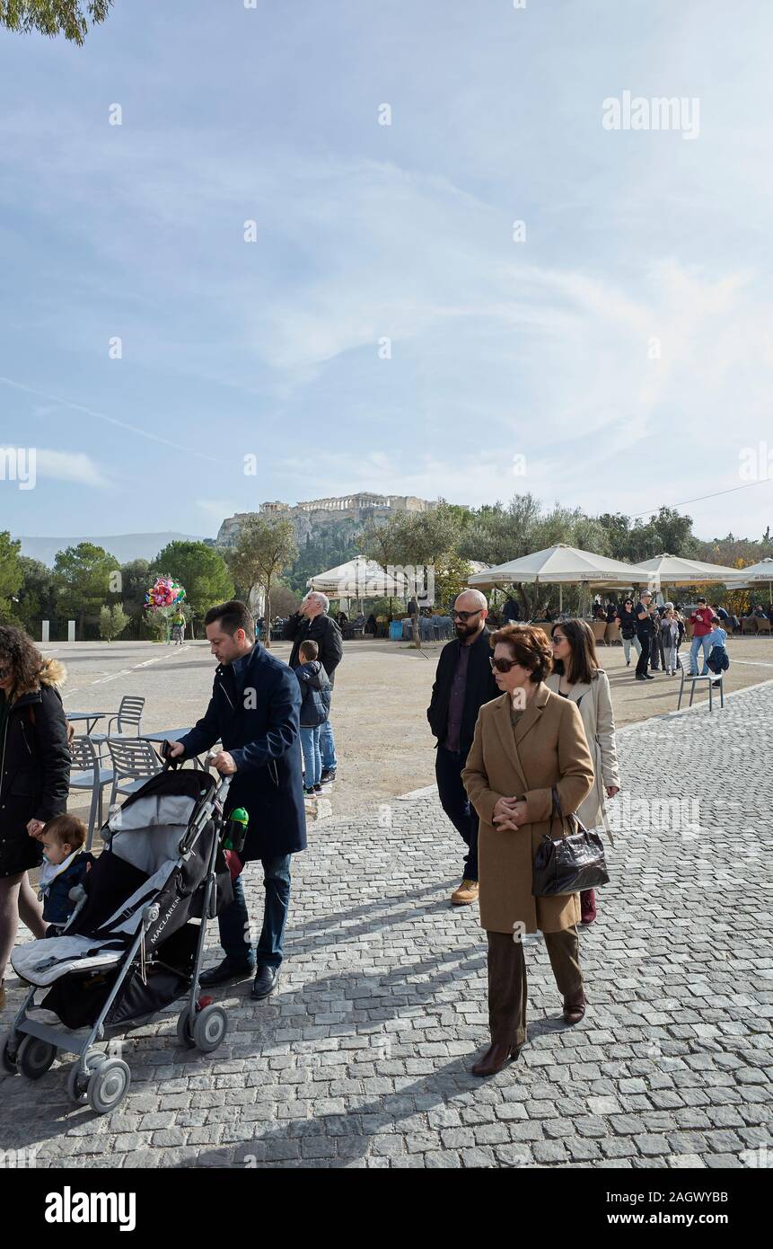 Athener Spaziergang bei thiseio, thisio, Akropolis Stockfoto