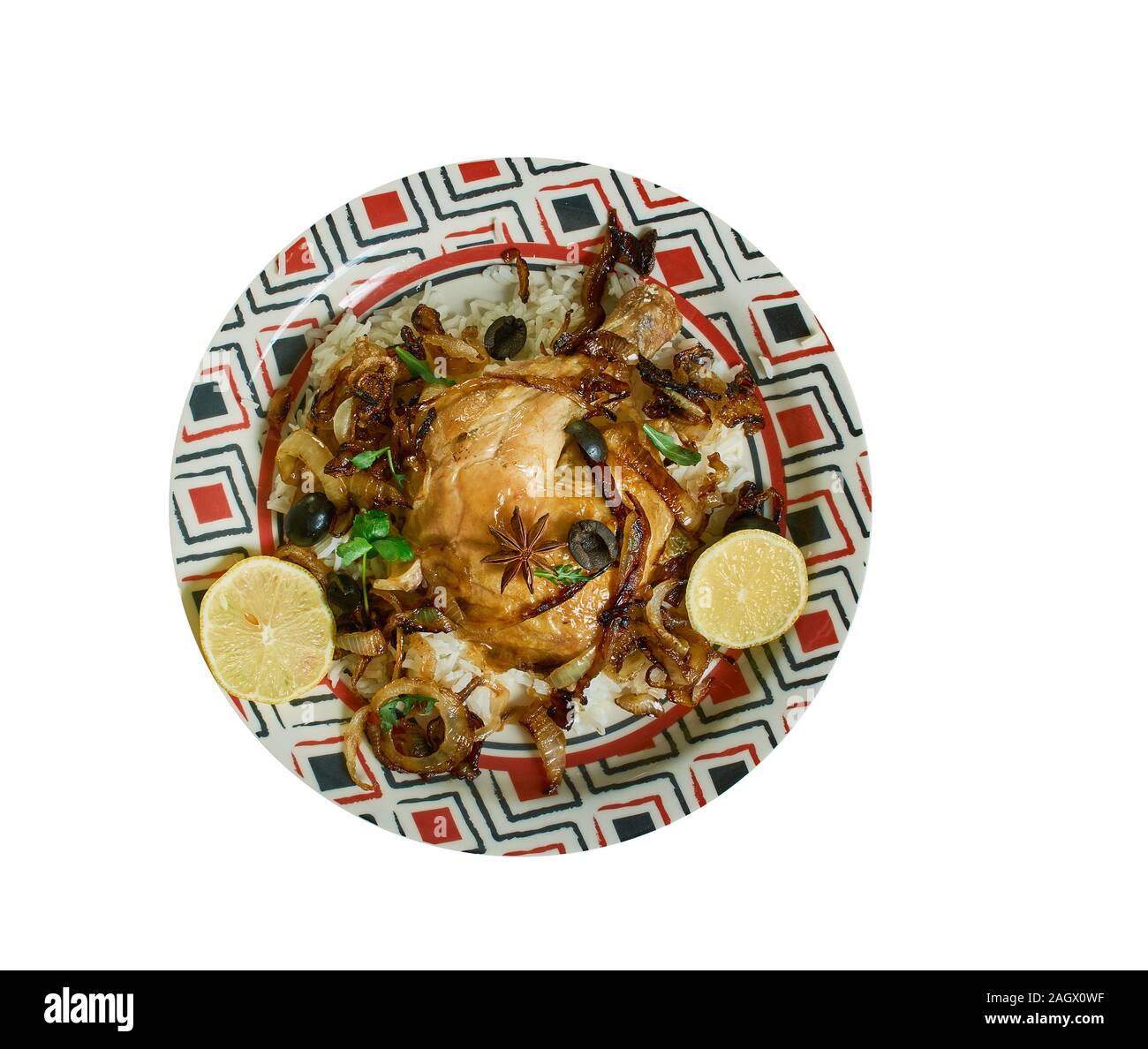 Senegalesische Lemon Chicken, afrikanische Huhn Yassa populär in Westafrika Stockfoto