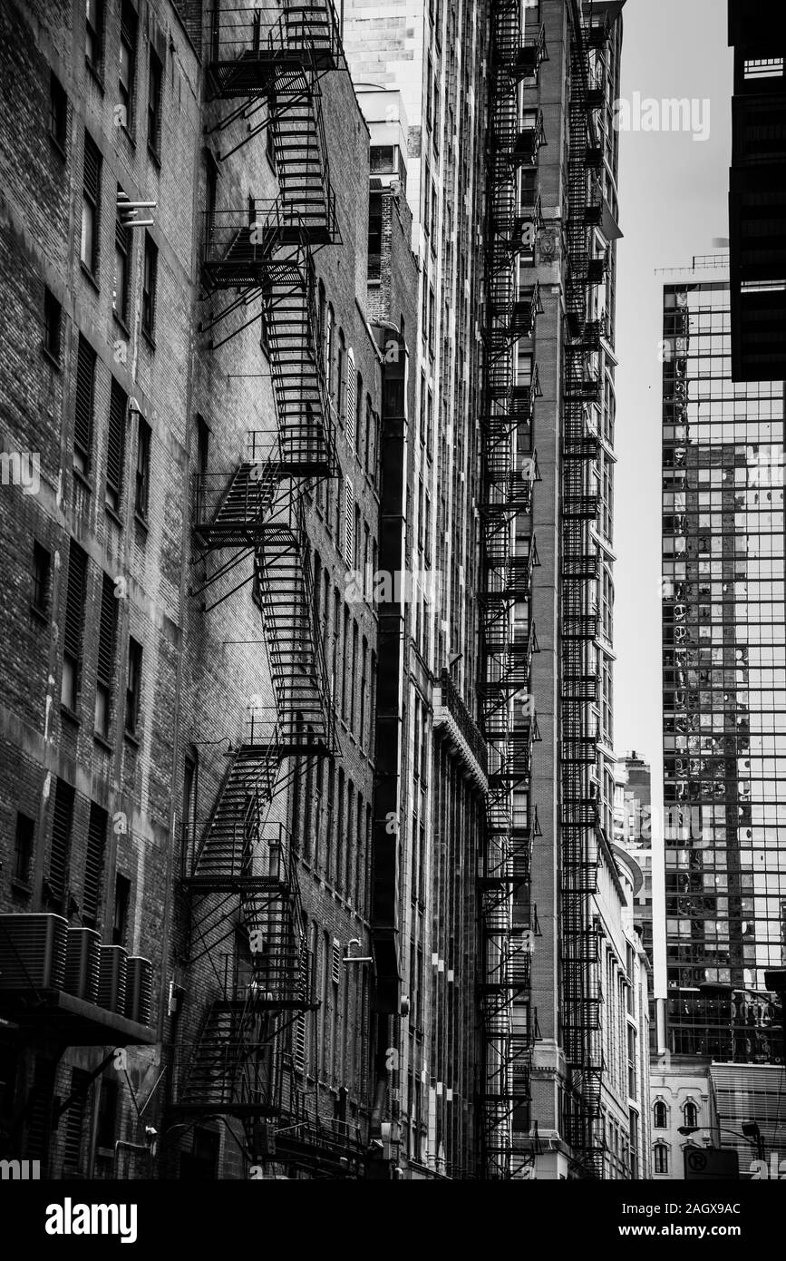 Notausgang Treppen, in der Innenstadt von Chicago, Illinois, USA Stockfoto