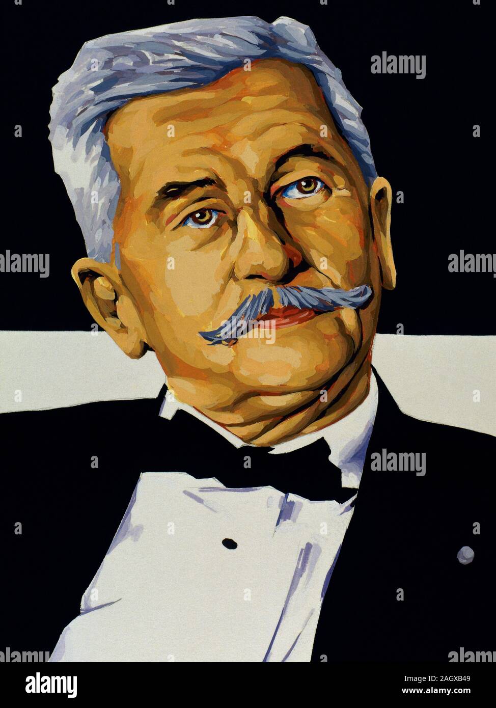 William Faulkner (1897-1962). Der amerikanische Schriftsteller, Nobelpreis für Literatur (1949). Porträt. Zeichnung und Aquarell von der Spanischen illustrator Francisco Fonollosa (d. Ende 20. Jahrhundert). Stockfoto