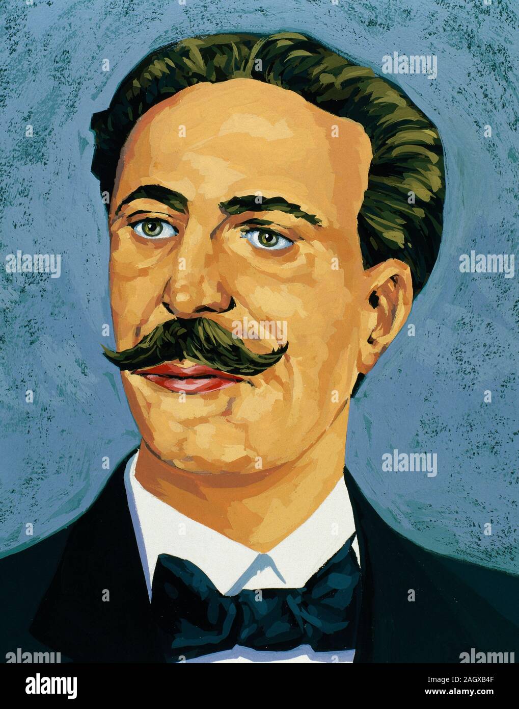 Eduardo Acevedo Diaz (1851-1921). Uruguayische Schriftsteller, Politiker und Journalist. Porträt. Zeichnung und Aquarell von der Spanischen illustrator Francisco Fonollosa (d. Ende 20. Jahrhundert). Stockfoto