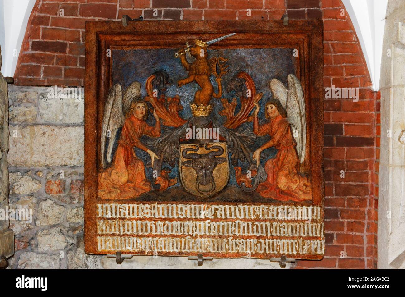 Wappen Wieniawa am Collegium Maius, Jagiellonen Universität, Krakau, Polen Stockfoto