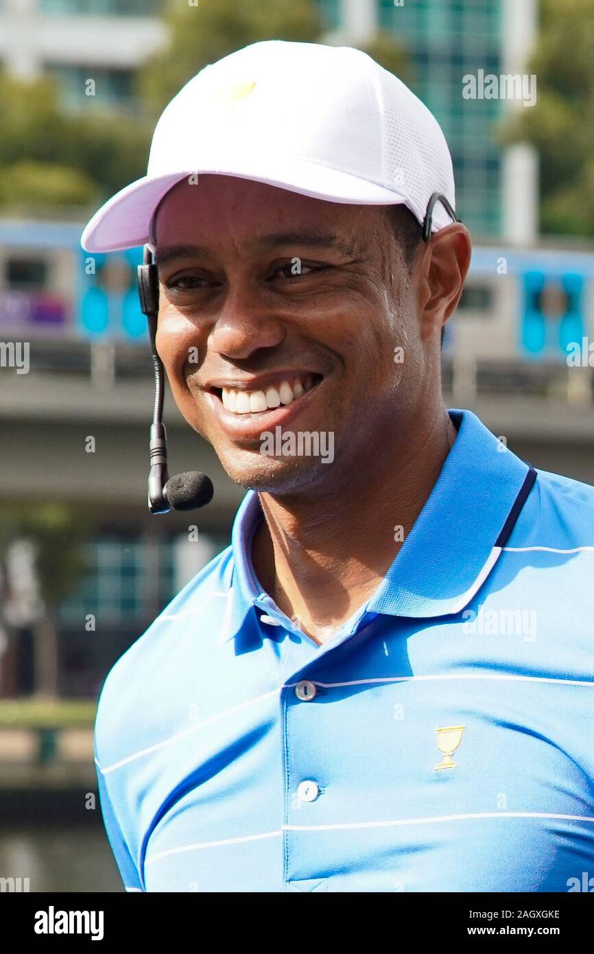 Dezember 9, 2019, Victoria, Melbourne, Australila: Tiger Woods nimmt an der Eröffnung der Präsidenten Cup am Lüfter Erfahrung an der Krone Riverwalk. (Bild: © Debby Wong/ZUMA Draht) Stockfoto