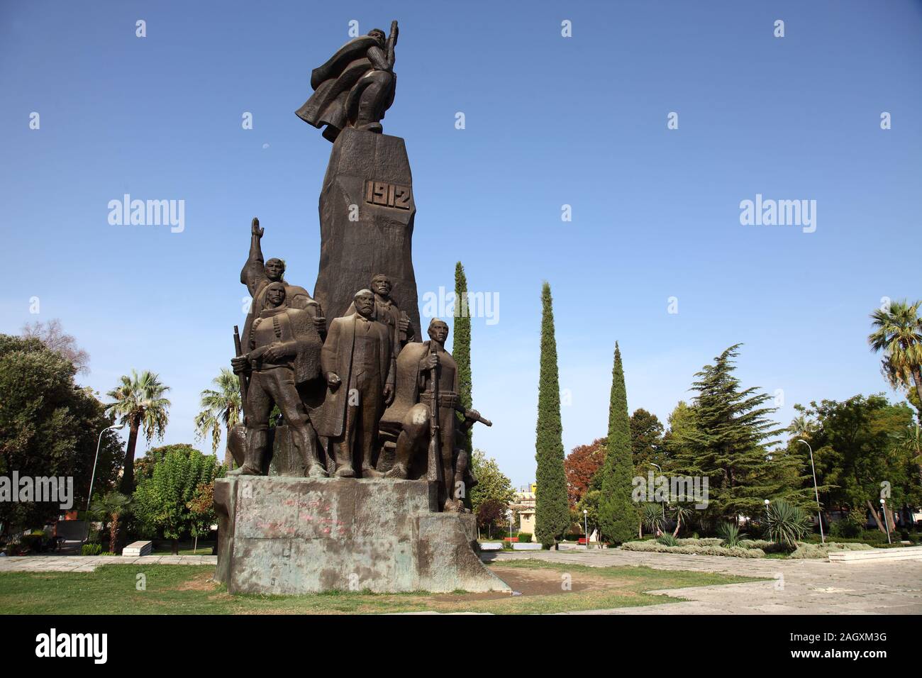 Independence Monument, eine imposante Bronze im sozialistischen realistischen Stil, in Vlora, Albanien Stockfoto