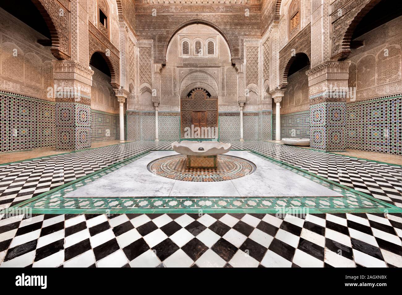 Die Al-Attarine Madrasa oder Medersa al-Attarine, Fes, Marokko Stockfoto