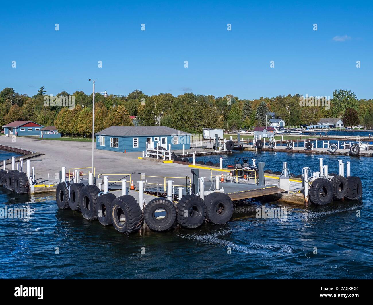 Fähranleger, Washington Island, Door County, Wisconsin. Stockfoto