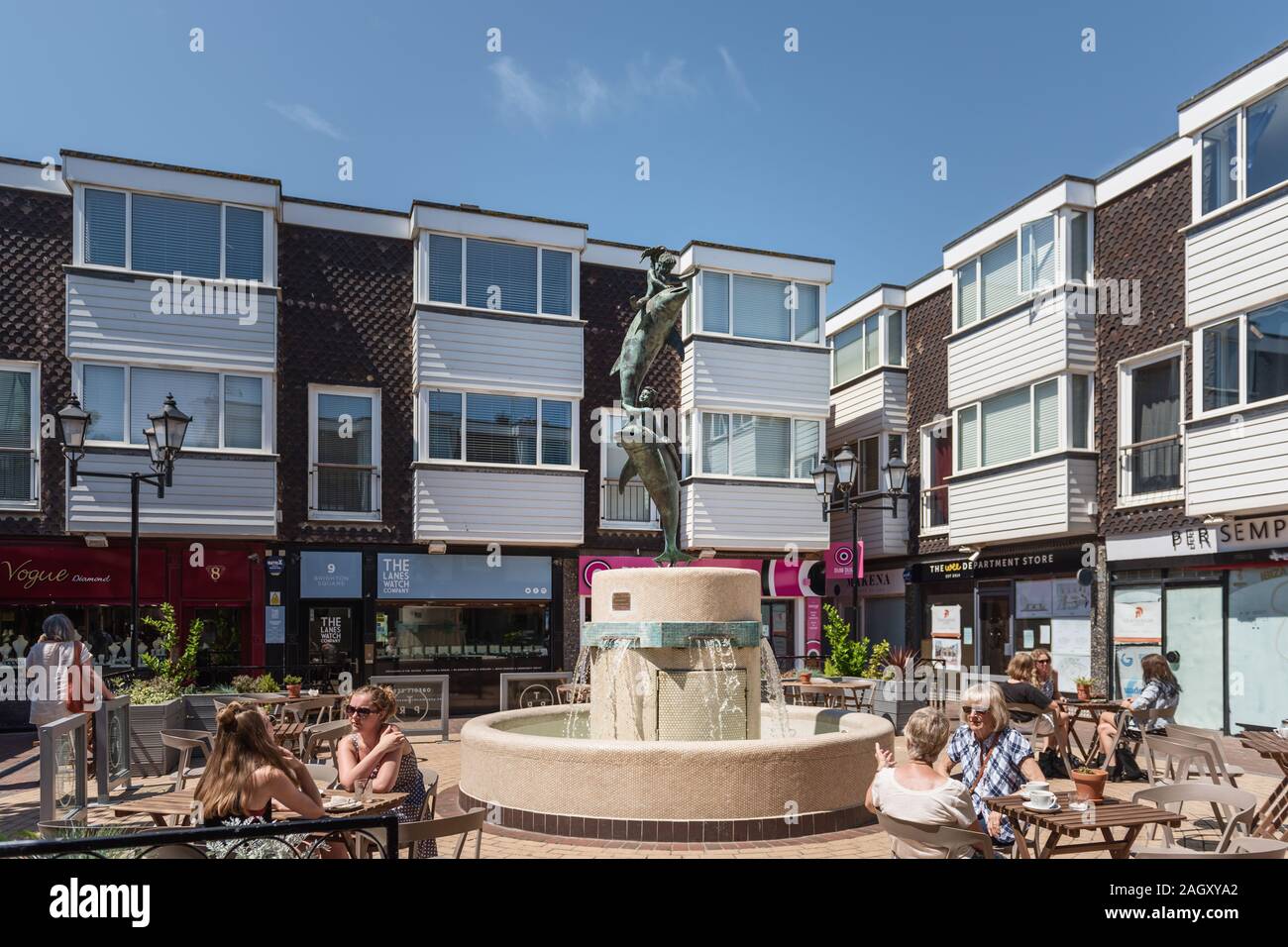 Dolphin Fountain Square, Brighton, Brighton, Großbritannien Stockfoto