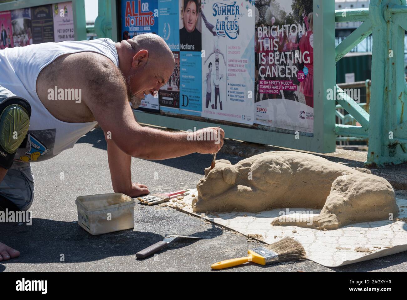 Sand Bildhauer, Brighton, Großbritannien Stockfoto