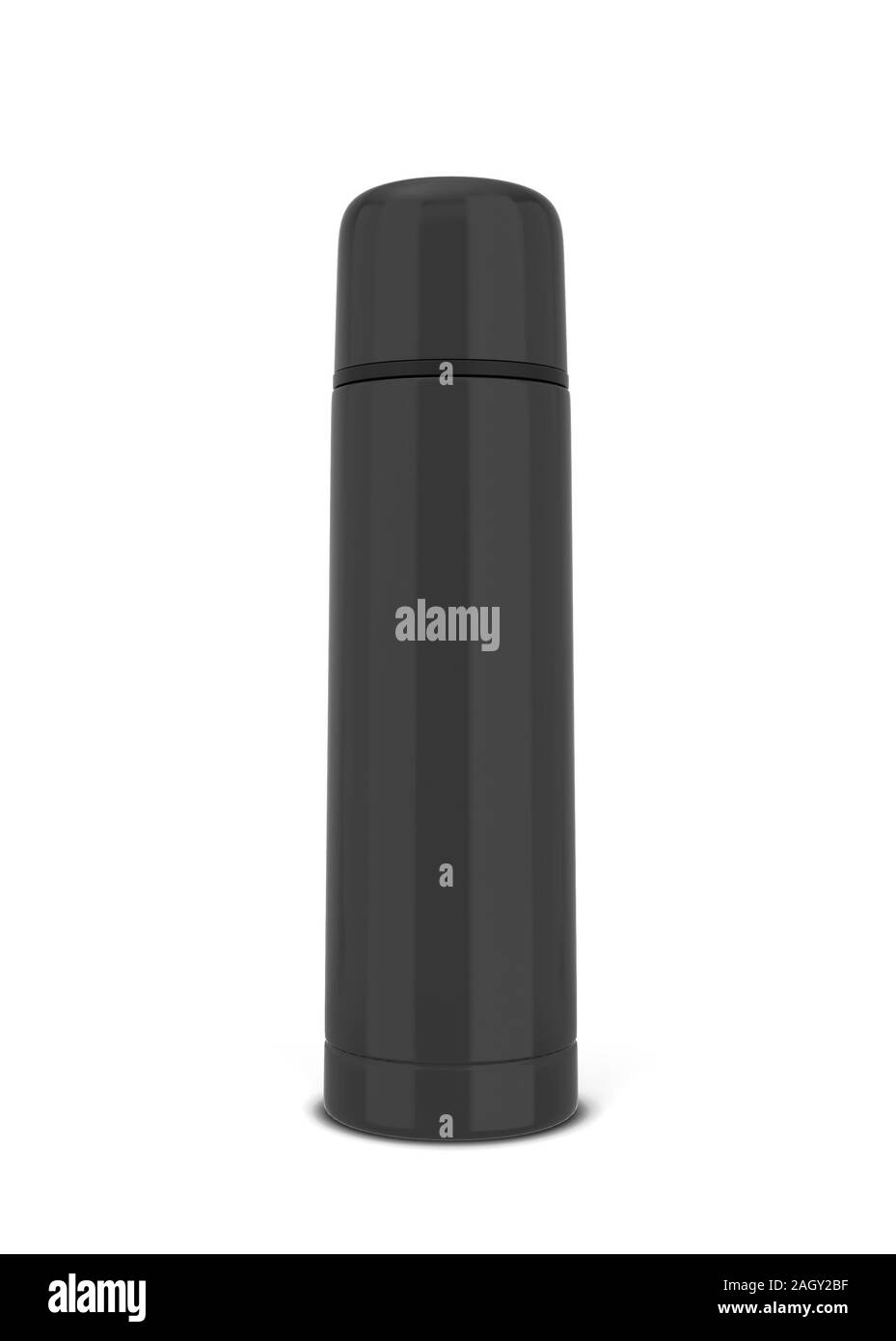 Thermoskanne für heiße Getränke. 3d-Abbildung auf weißem Hintergrund Stockfoto