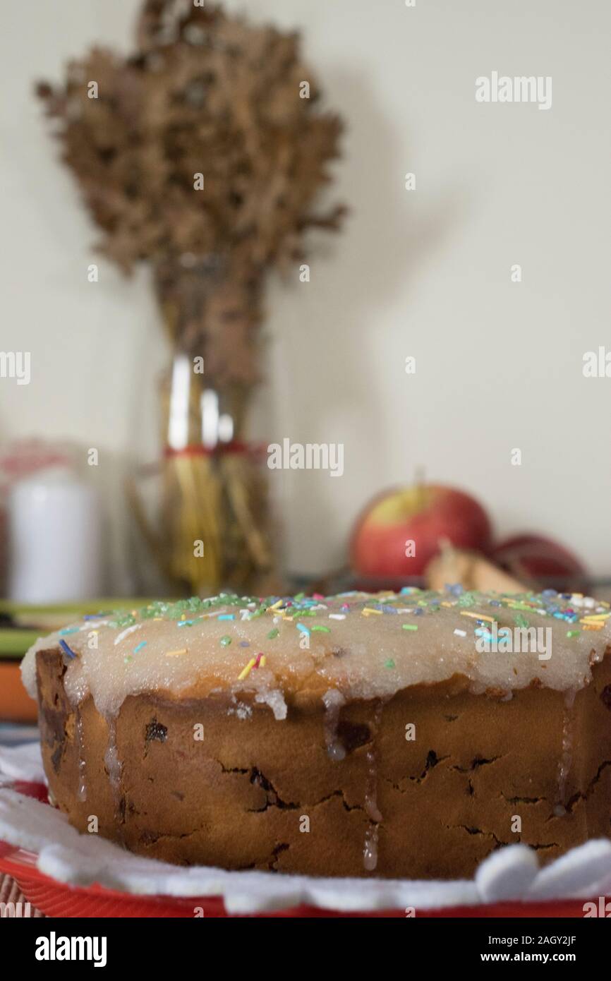 Hausgemachte panettone in einem Weihnachten Umwelt Stockfoto