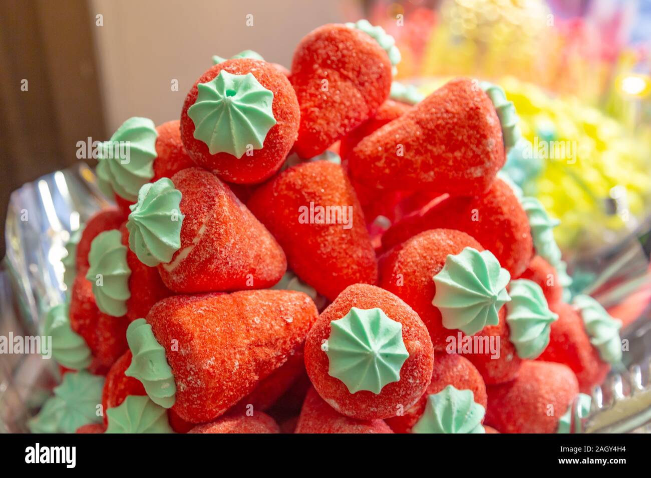 Hintergrund mit großen Erdbeere Obst Süßigkeit Stockfoto
