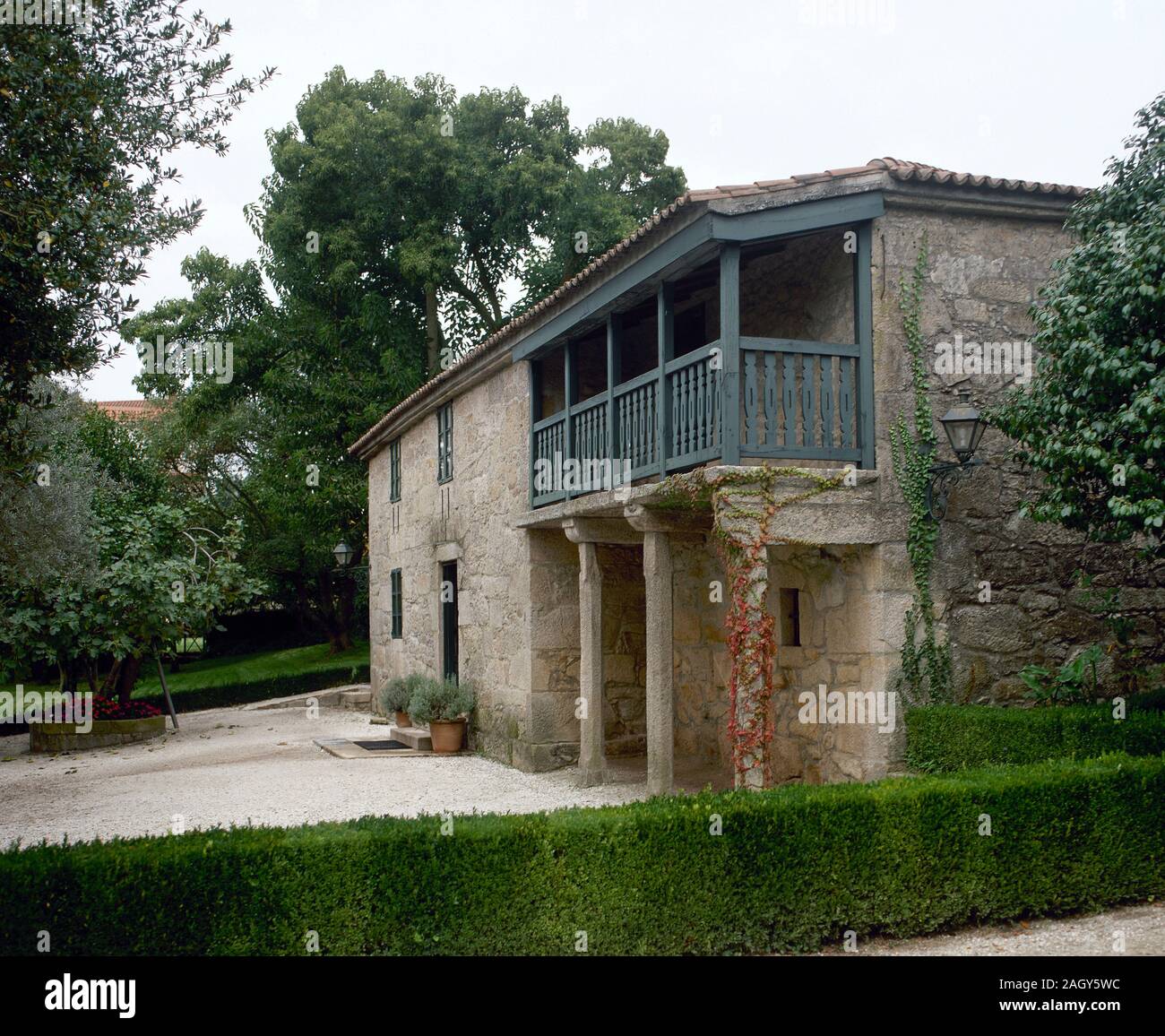 Rosalia de Castro (1837-1885). Galizische Romantiker Schriftsteller und Dichter. Die Casa da Esperanza. Es war das Haus, in dem Rosalia de Castro lebte. Außenansicht des Gebäudes, wo ist der Rosalia de Castro Haus Museum entfernt. Padron, Provinz La Coruña, Galicien, Spanien. Spanien. Stockfoto