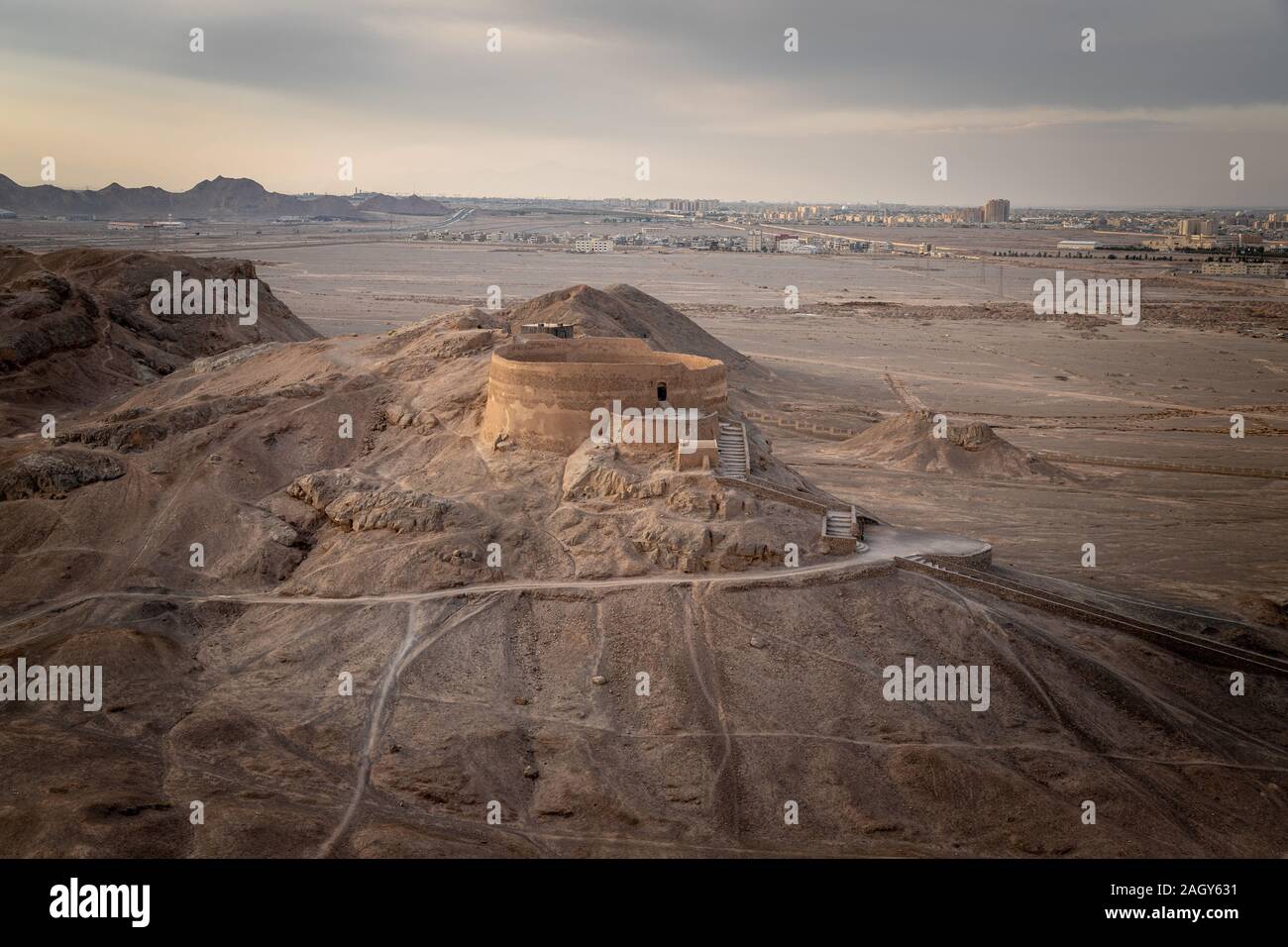Turm des Schweigens in Yad, Iran, Zoroastrismus Stockfoto