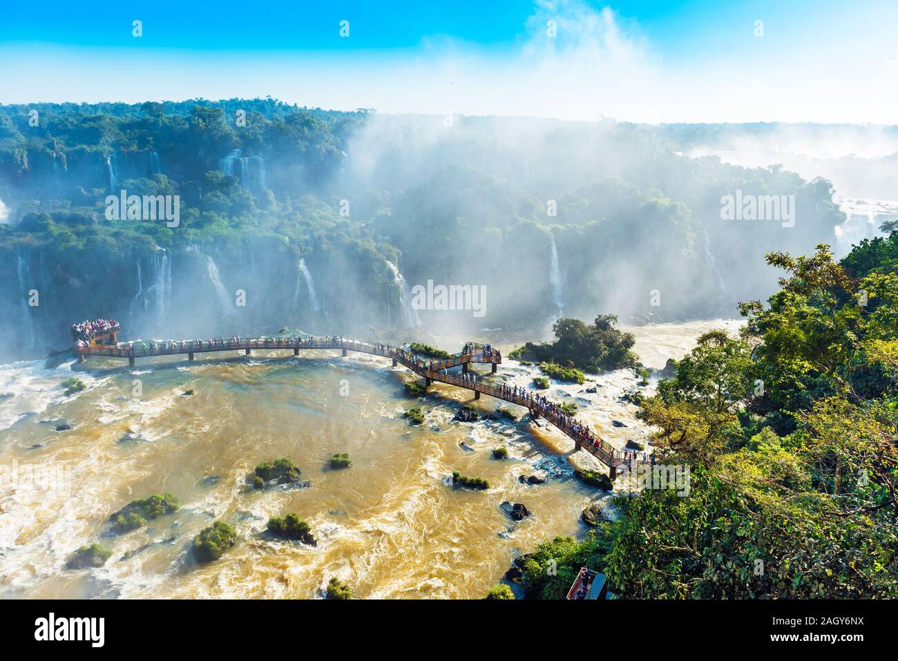 Wasserfälle Cataratas Foz de Iguazú, Brasilien. Ansicht von oben Stockfoto