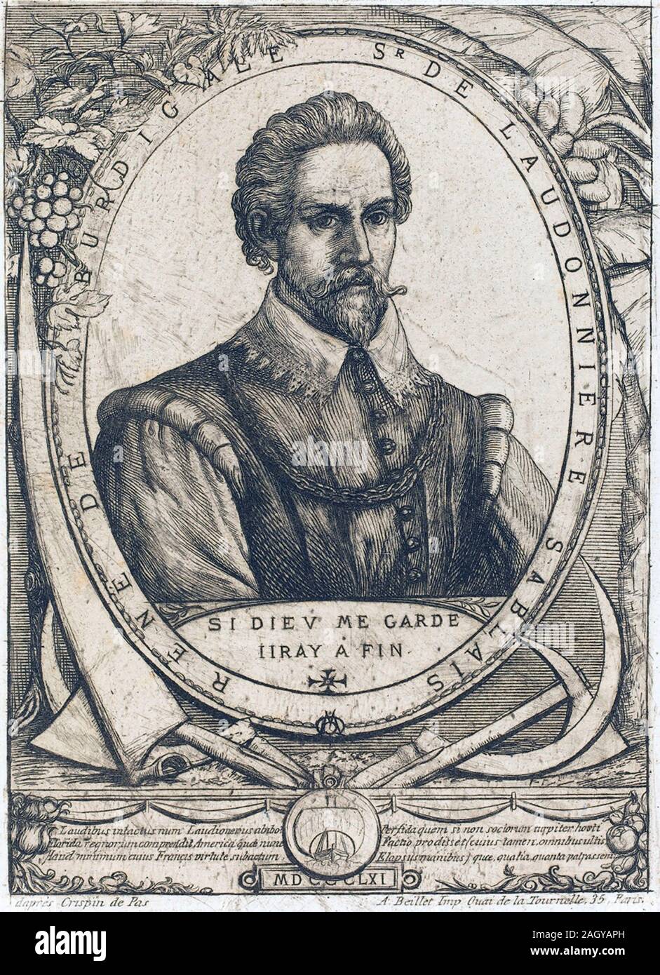 René Goulaine de Laudonnière (1529 - 1574) französische Hugenotten Explorer und der Gründer der französischen Kolonie Fort Caroline Stockfoto