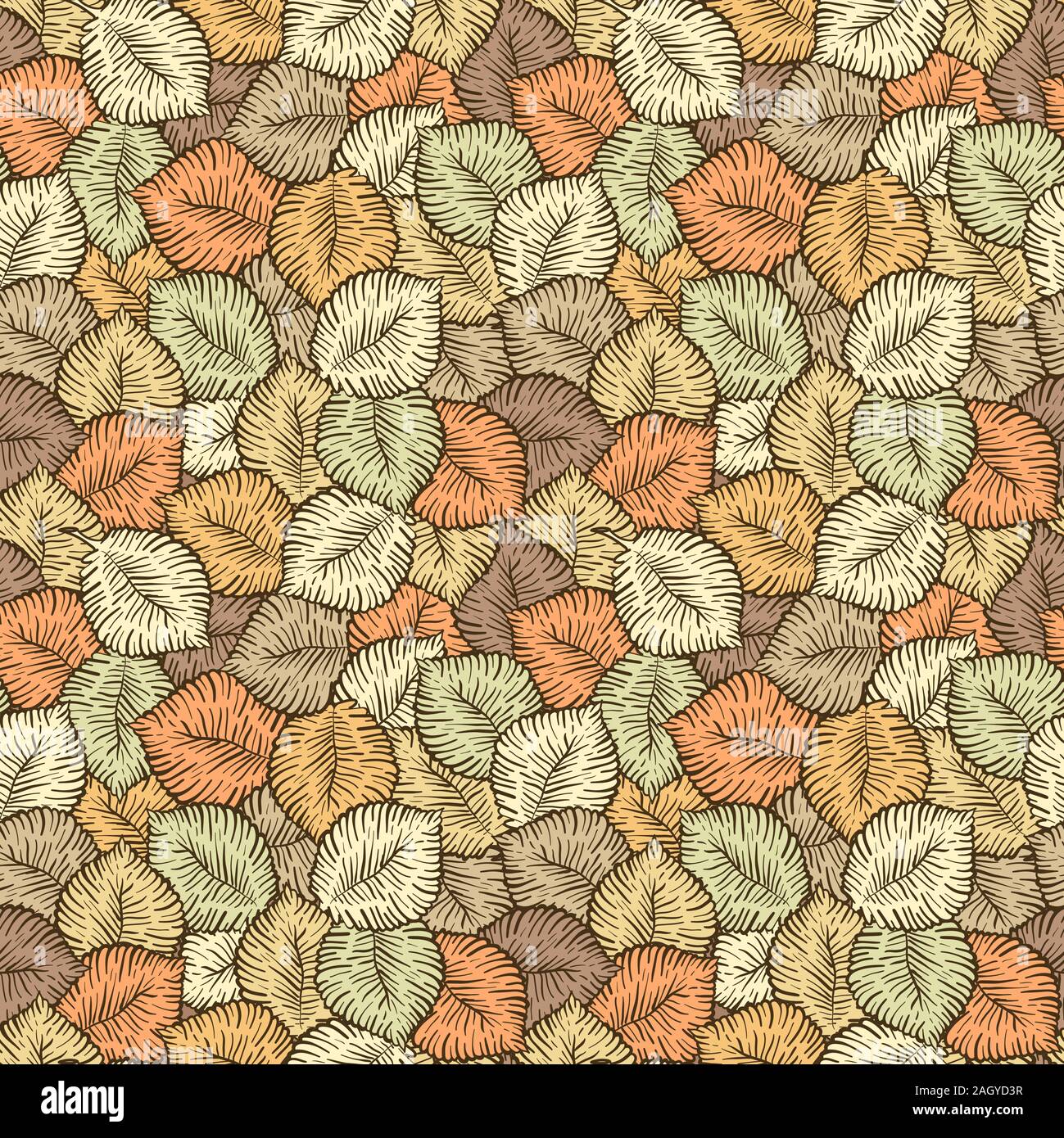 Blätter im Herbst Muster. Saison nahtlose Textur. orange rote Blätter Vector Illustration. Stock Vektor