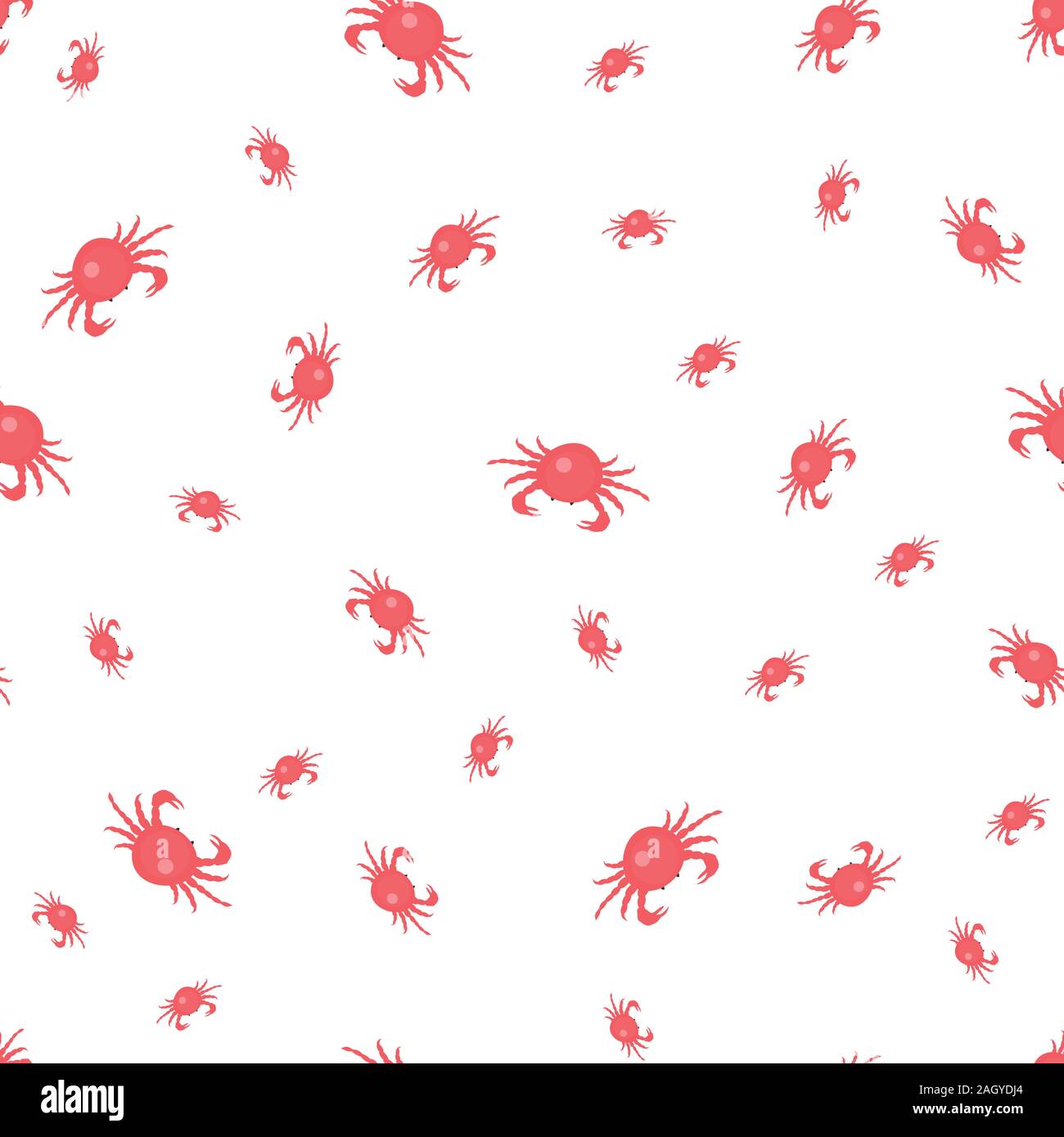 Nahtlose Muster mit Rote Krabben auf weißem Hintergrund. Vector Illustration Stock Vektor