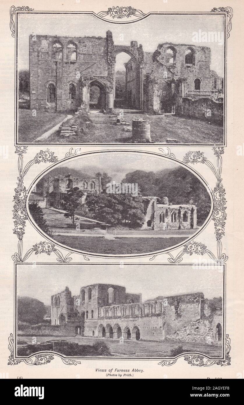 Vintage schwarz-weiß Fotos von Furness Abbey, Stockfoto
