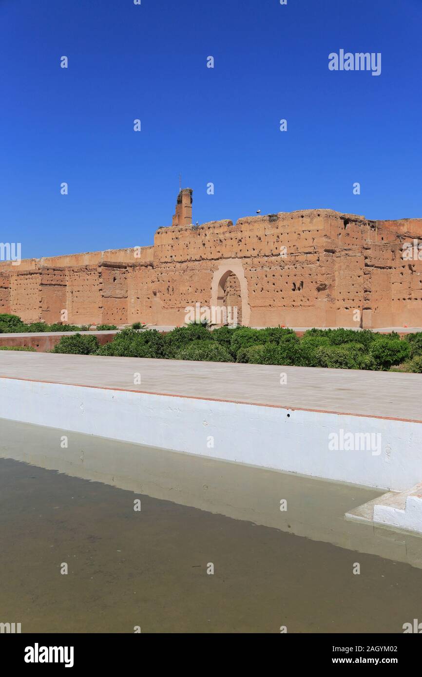 El Badi Palast, (Badii, Badia), die Unvergleichliche Palace, 16. Jahrhundert, Marrakesch, Marrakesch, Marokko, Nordafrika Stockfoto