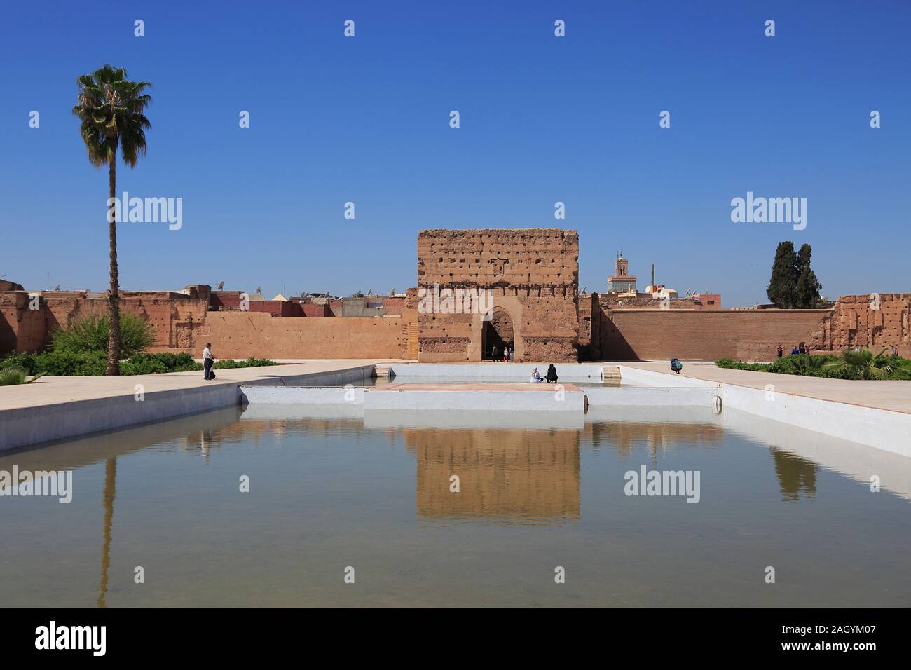 El Badi Palast, (Badii, Badia), die Unvergleichliche Palace, 16. Jahrhundert, Marrakesch, Marrakesch, Marokko, Nordafrika Stockfoto