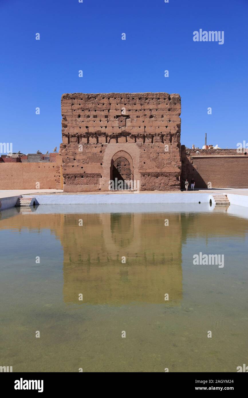 El Badi Palast, (Badii, Badia), die Unvergleichliche Palace, 16. Jahrhundert, Marrakesch, Marrakesch, Marokko, Nordafrika Stockfoto