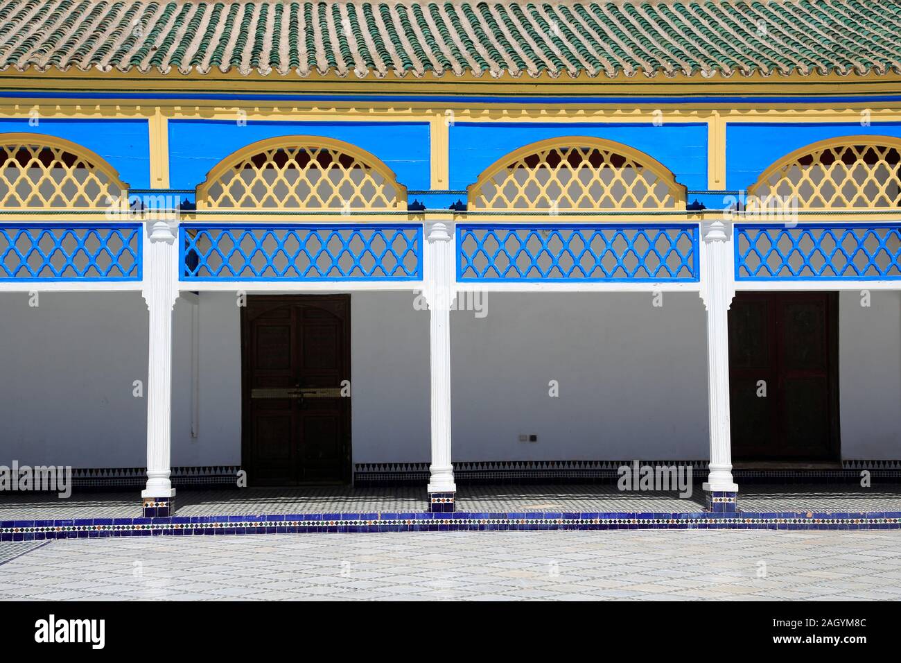 Innenhof, den Bahia Palast, UNESCO-Weltkulturerbe, Marrakesch, Marrakesch, Marokko, Nordafrika Stockfoto