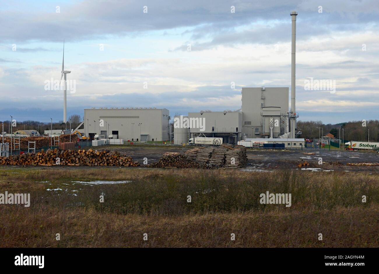 Ein Biomassekraftwerk in Northumberland, Großbritannien Stockfoto