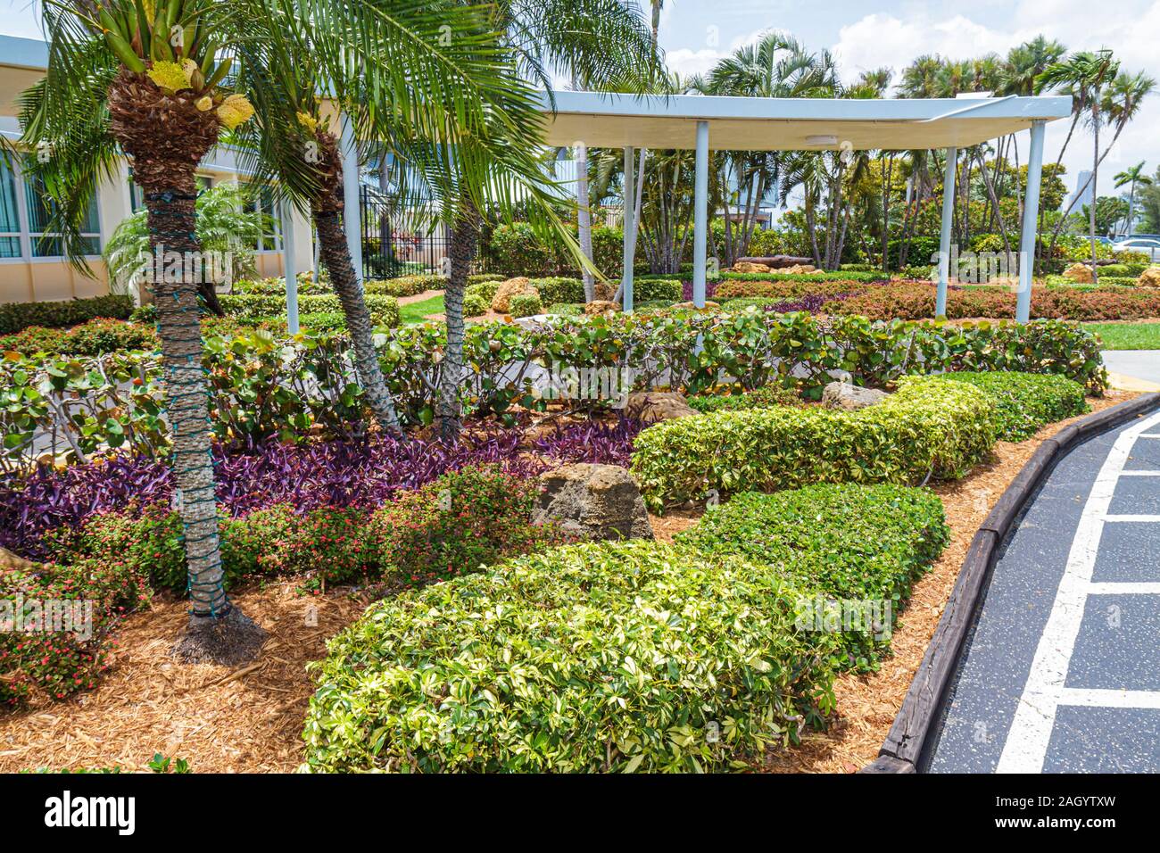 Miami Florida, Key Biscayne, Miami Seaquarium, Eingang, Vorderseite, Landschaftsgestaltung, FL100515051 Stockfoto
