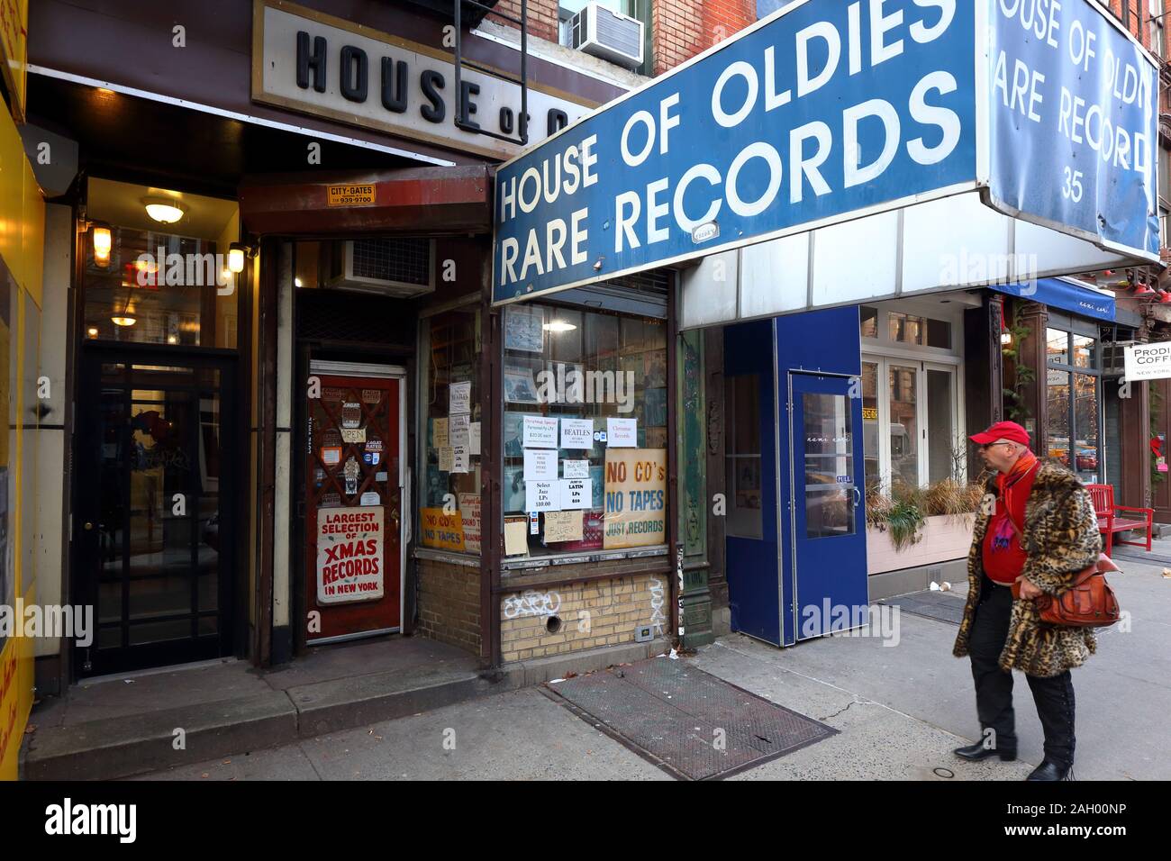 Haus der Oldies, 35 Carmine Street, New York, NY. aussen Storefront von Vinyl Record store im Greenwich Village in Manhattan. Stockfoto