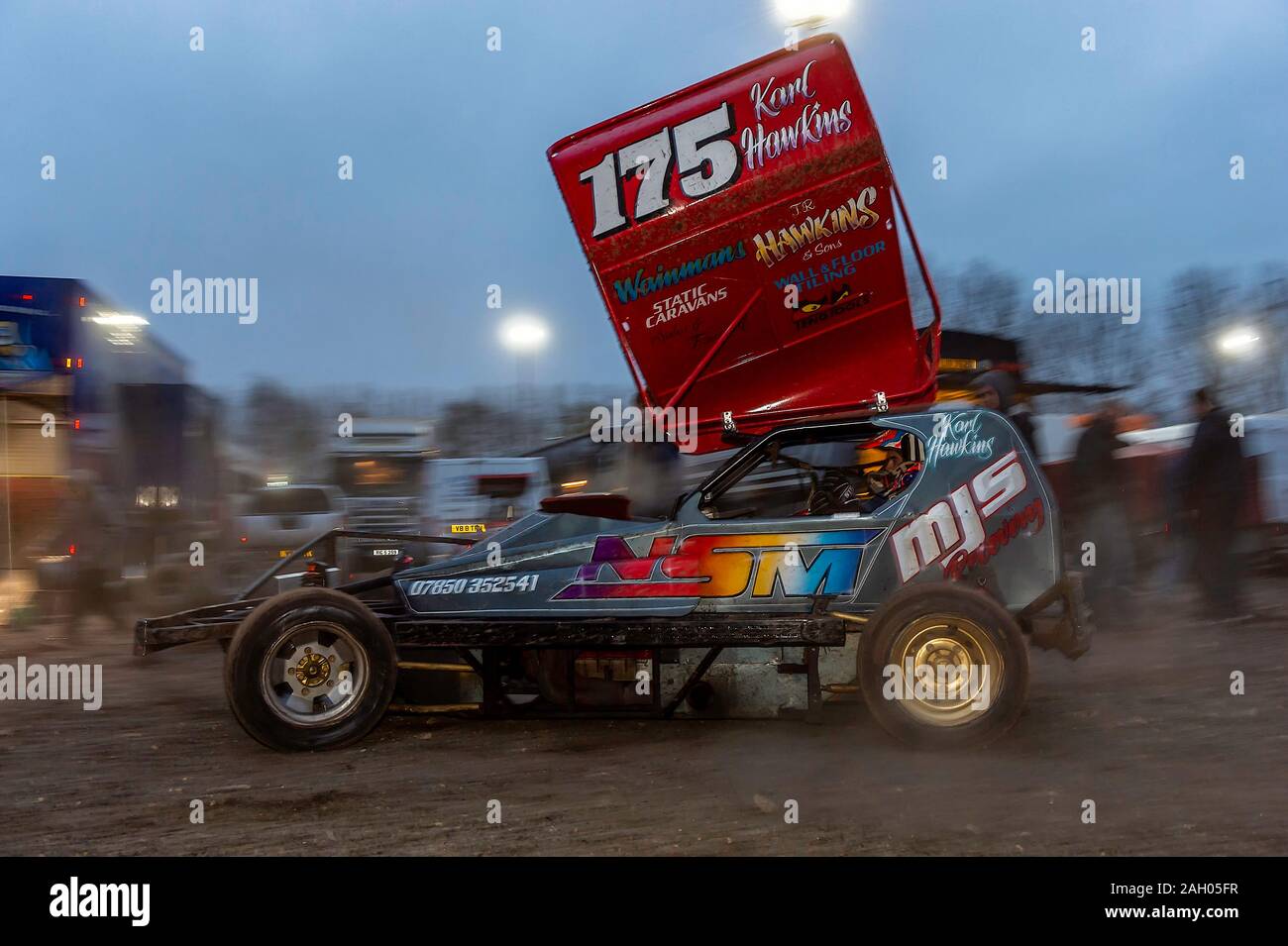 Birisca F1 Stock Car 175 in Mildenhall Stadion Grube. Stockfoto