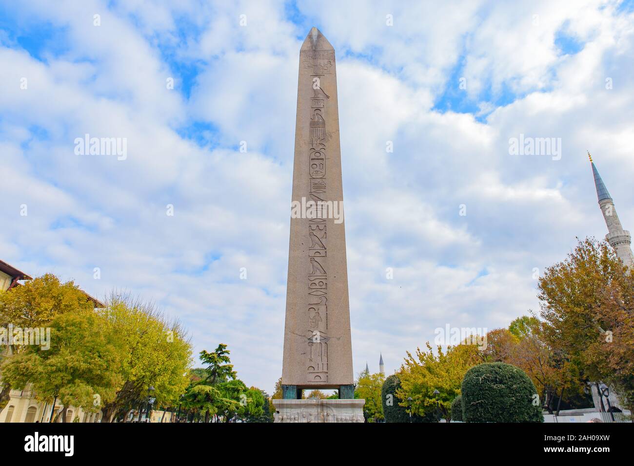 Obelisk von Theodosius, die Alten Ägyptischen Obelisk im Sultanahmet Square in Istanbul, Türkei Stockfoto