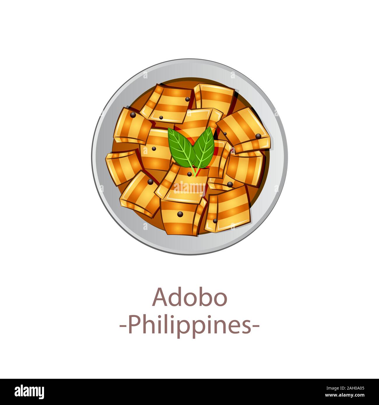 Blick von oben auf die beliebte Speisen der ASEAN nationaler, Adobo, in Cartoon vektor design Stock Vektor