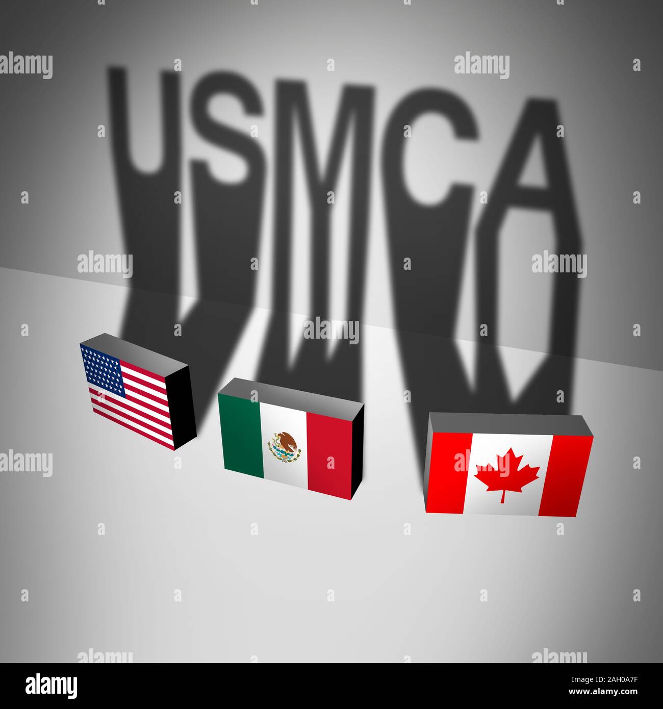 USMCA Business Konzept, wie es in den Vereinigten Staaten von Amerika Mexiko Kanada abkommen Symbol als Handelsabkommen Verhandlungen und wirtschaftlichen Abkommen für die amerikanische Mexikanische. Stockfoto