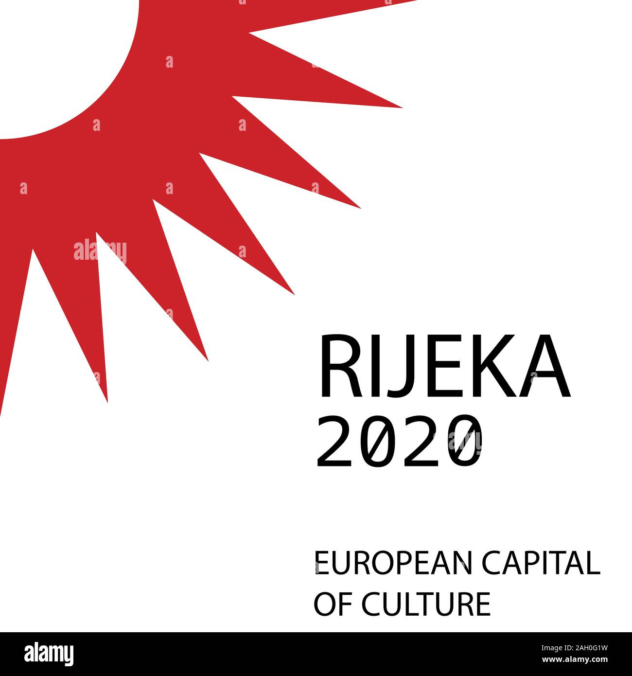 Rijeka, Kroatien - Stadt ist Europäische Kulturhauptstadt im Jahr 2020. Design für Banner, t-shirt, Grafiken, Mode druckt, Slogan-T-Stücke, Aufkleber, Karte Stockfoto