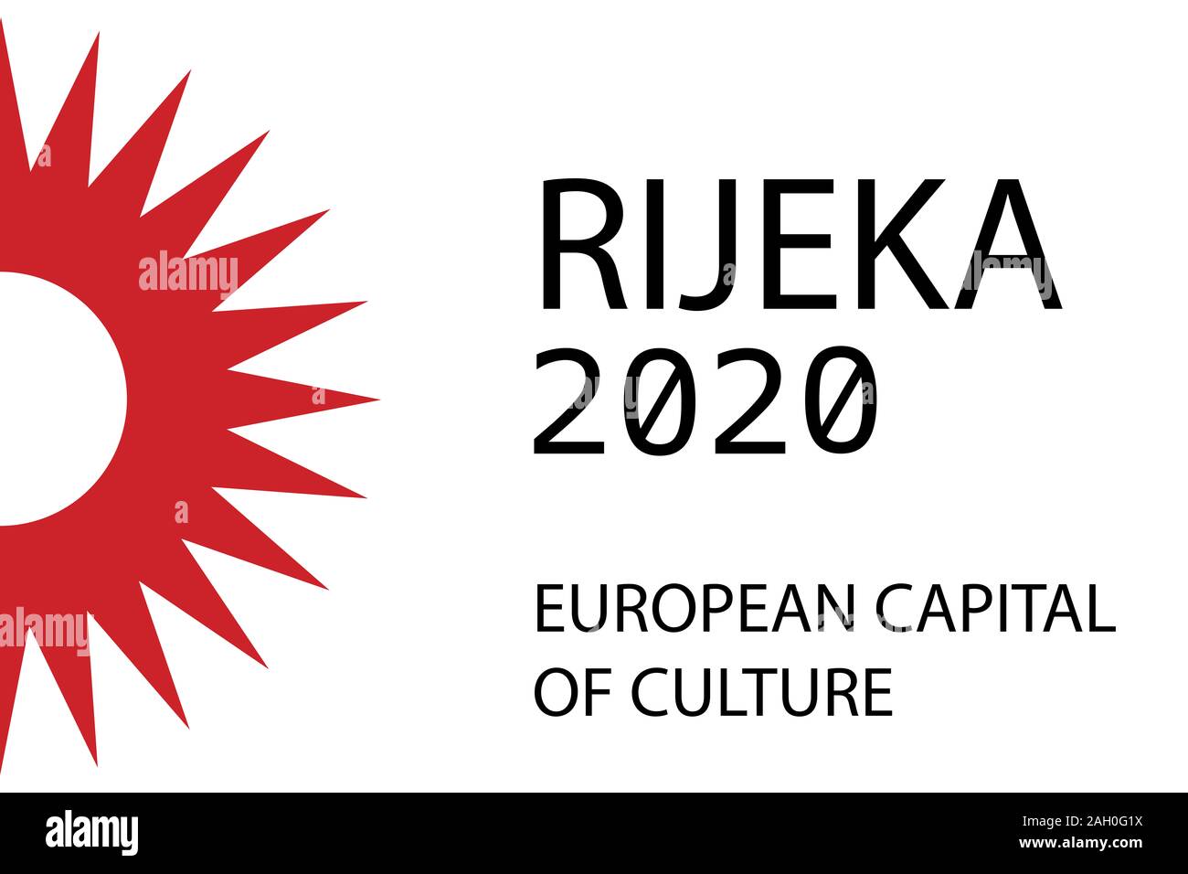 Rijeka, Kroatien - Stadt ist Europäische Kulturhauptstadt im Jahr 2020. Design für Banner, t-shirt, Grafiken, Mode druckt, Slogan-T-Stücke, Aufkleber, Karte Stockfoto