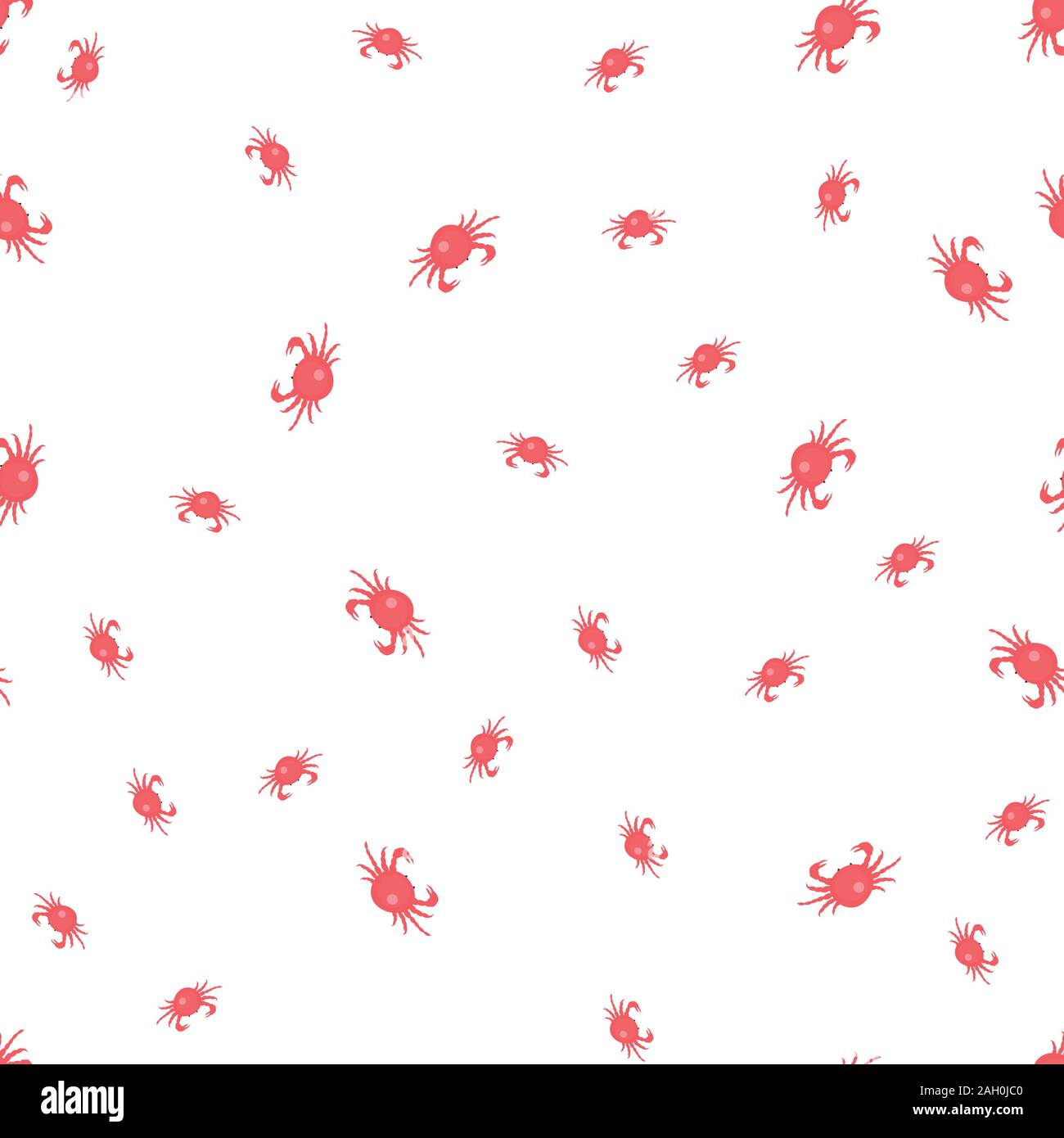 Nahtlose Muster mit Rote Krabben auf weißem Hintergrund. Vector Illustration Stock Vektor