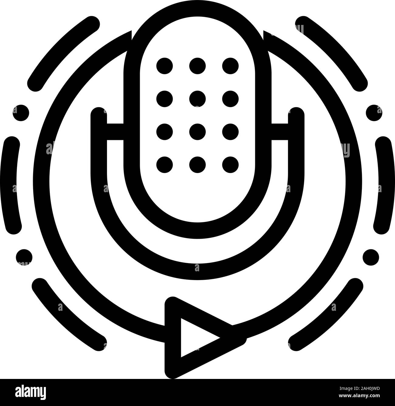 Broadcasting Symbol Mikrofon Umrisse Abbildung Stock Vektor