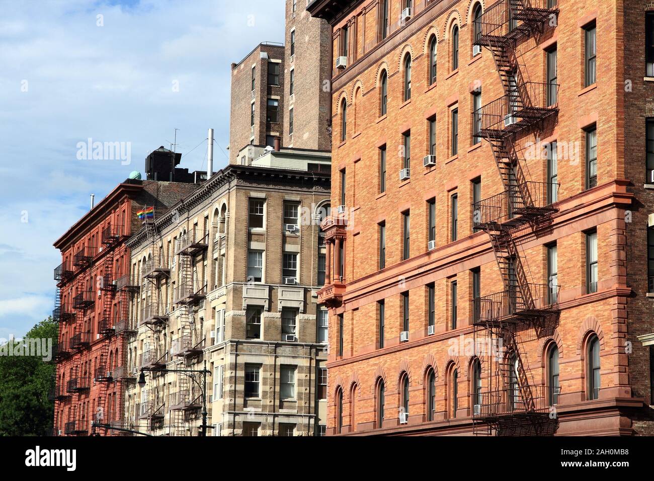 Der Columbus Avenue alte Architektur in New York City. Upper West Side District. Stockfoto