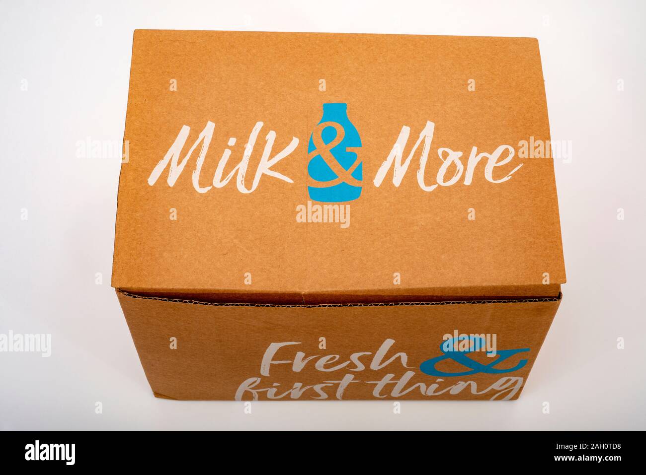 Milch und mehr Lieferung box Stockfoto