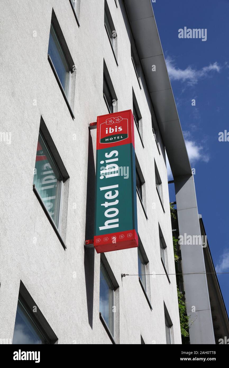 Wien - 6. SEPTEMBER: Ibis Hotel am 6. September 2011 in Wien. Hotel Ibis ist eine internationale Marke mit 900 Hotels in 40 Ländern im Besitz von Stockfoto