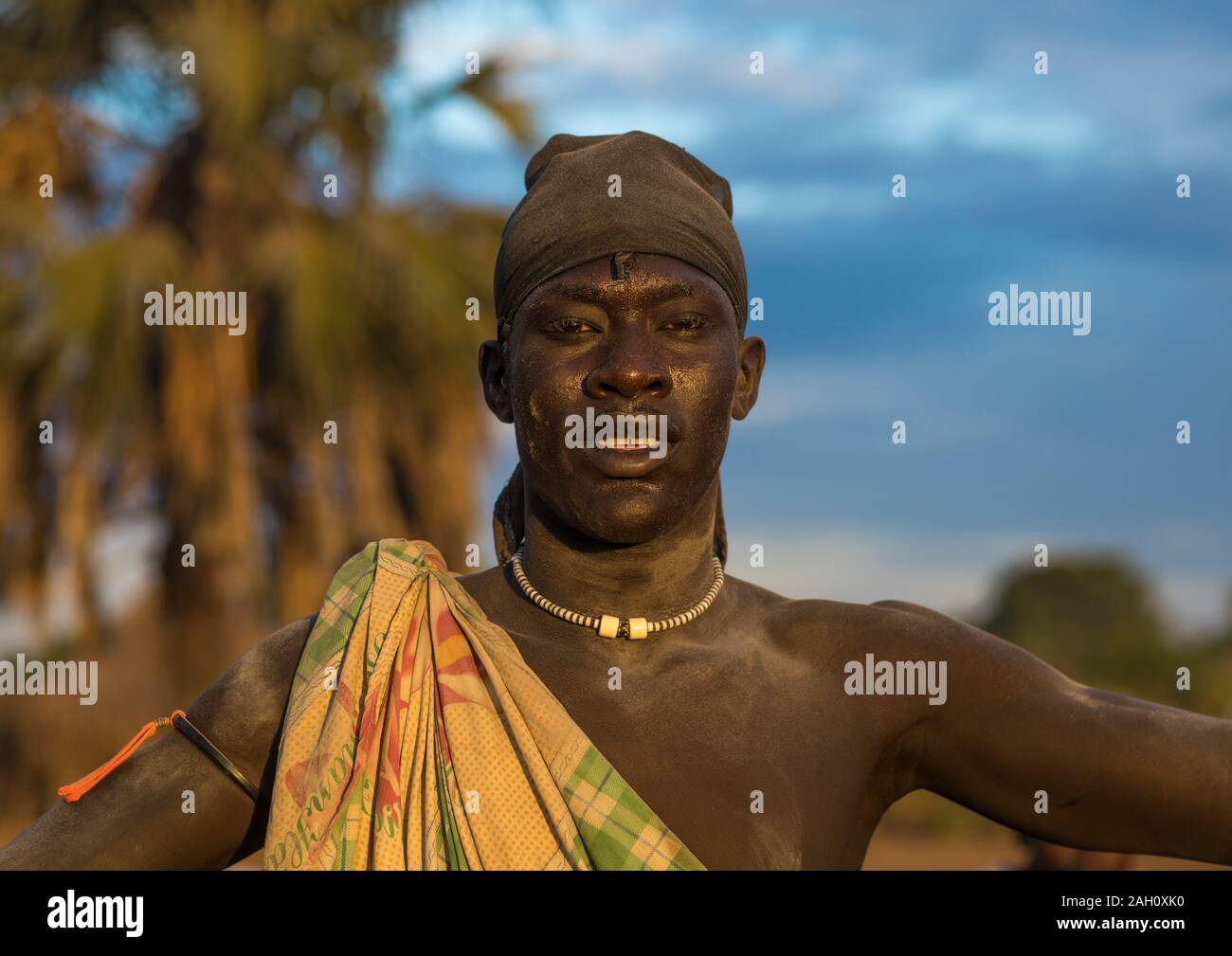 Porträt einer Mundari Stamm Mann, Central Equatoria, Terekeka, South Sudan Stockfoto