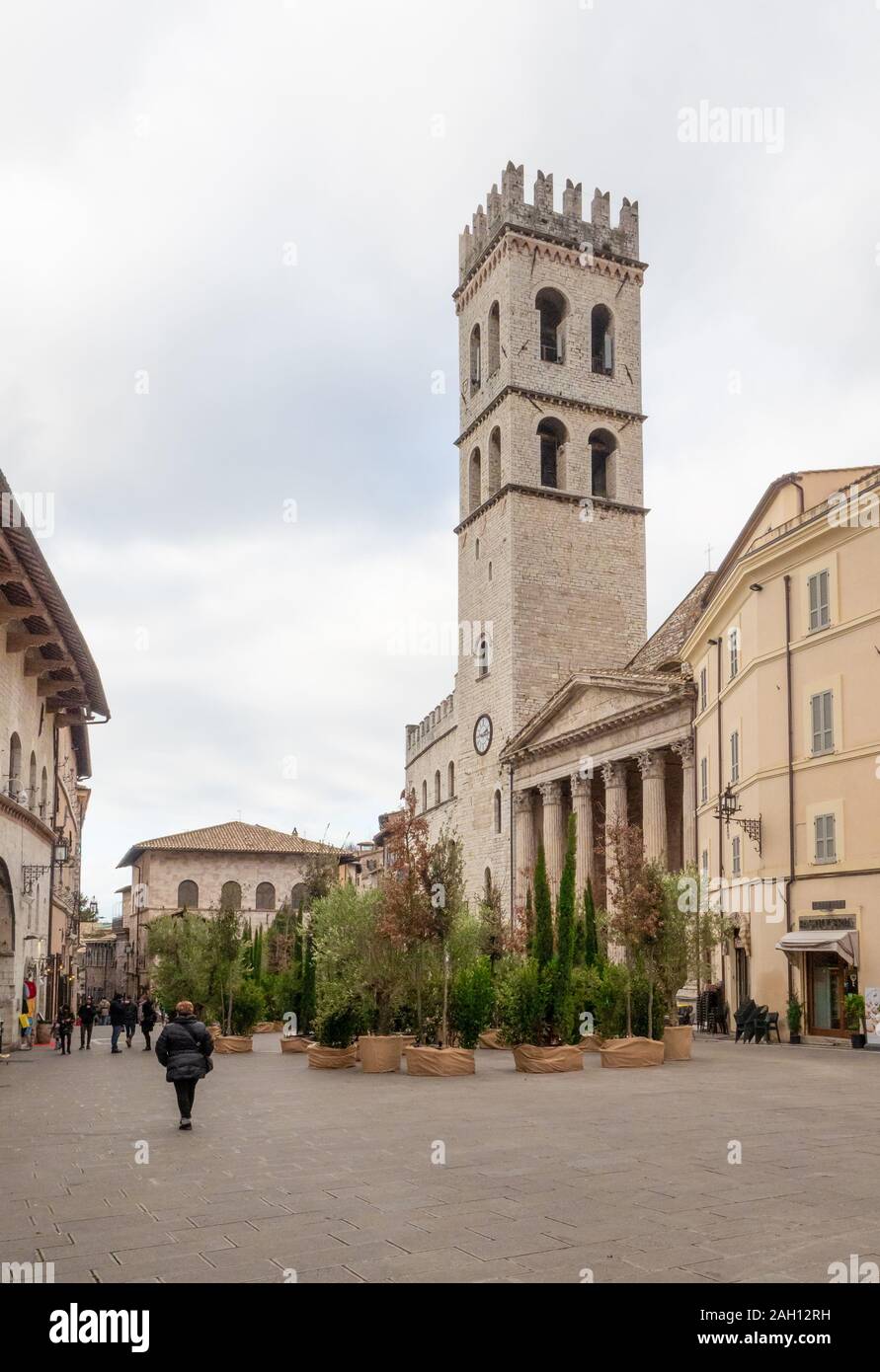 Assisi, Umbrien (Italien) - die tollen mittelalterlichen Stadt in der Region Umbrien, mit der berühmten Saint Francis Heiligtum, während der Weihnachtsferien. Stockfoto