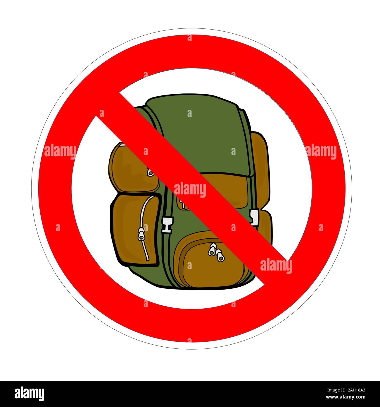 Keine Tasche Rucksack Verboten Schild, rotes Verbotssymbol Stockfotografie  - Alamy