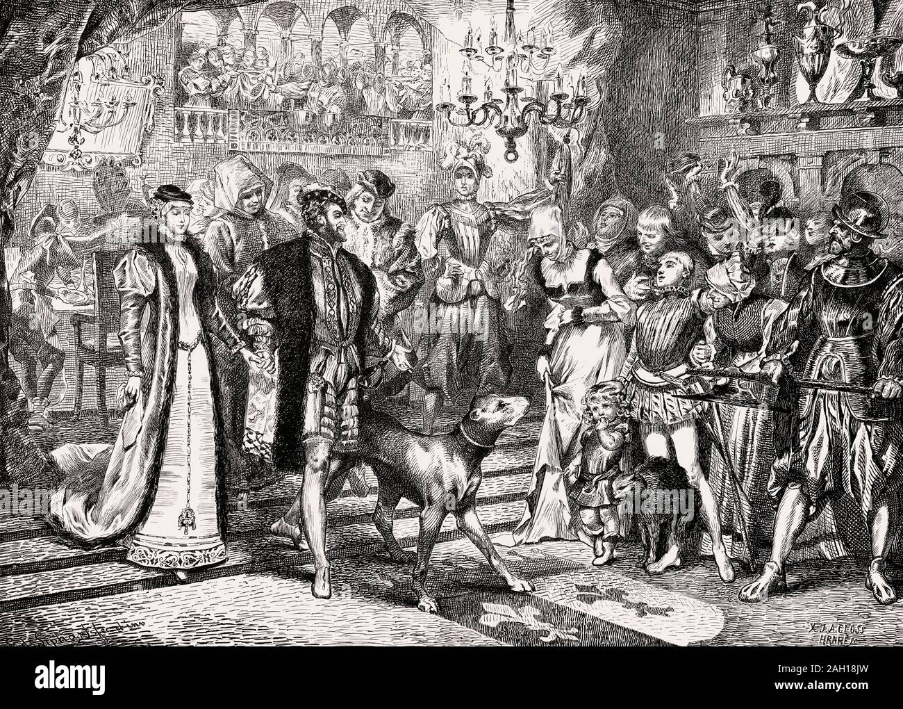 Kaiser Karl V an die Fugger' Haus, Augsburg 1535 Stockfoto